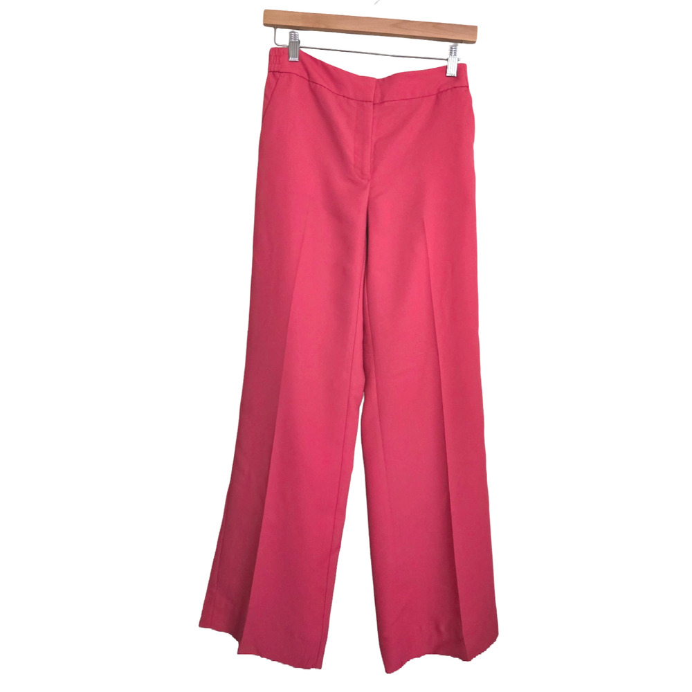 WHBM | The Wide Leg Watermelon Pink Center Press Trousers Pockets Long Tall